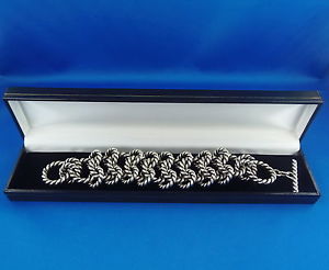 【貨物輸送無料】イタリアン 腕輪 ブレスレットドアルジェントbracelet de grosses mailles tressees en argent longueur 22糎