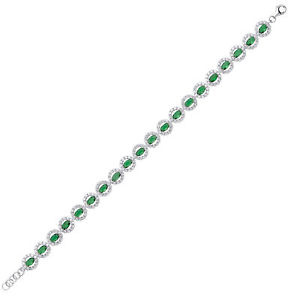 【送料無料】イタリアン　ブレスレット　ハローテニスブレスレットsilver green ovale cz alternata halo bracciale tennis 775