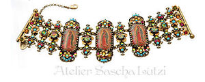 【貨物輸送無料】イタリアン 腕輪 カフスワロフスキーハンドメイドmichal negrin esclusivo bracciale heiligenmotiv swarovski fatto a mano nuovo