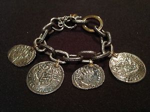 【貨物輸送無料】イタリアン 腕輪 プラタゴールドシルバーブレスレットローマ  pulsera plata amp; oro monedas romanas bracelet of silver amp; gold roman coins