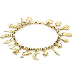 【貨物輸送無料】イタリアン 腕輪 ｋｔイエローゴールドブレスレットベルチャー9 kt oro giallo 18 bracciale con charm belcher