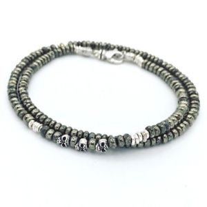 【送料無料】メンズブレスレット ロンドンmensブレスレットスターリングstunning london mens bracelet pyrite sterling skull silver|hokushin