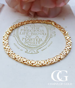 【送料無料】メンズブレスレット　ソリッドイエローゴールドビザンチンブレスレットメンズレディースsolid fine 9ct yellow gold byzantine bracelet 75″ amp; 85″ mens ladies