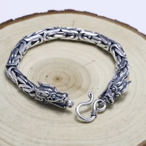 【送料無料】メンズブレスレット　925スターリングmensドラゴンチェーンカフスブレスレット2solid 925 sterling silver mens heavy double dragon chain cuff bracelet