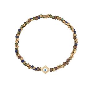 【送料無料】メンズブレスレット　luismoraisガラスeval14kブレスレットrrp285luis morais glass bead evaleye enamelled 14k gold bracelet rrp 285