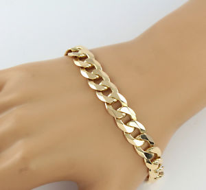 【送料無料】メンズブレスレット　ビンテージメンズソリッドゴールドフラットリンクチェーンブレスレットｇvintage mens gents solid 9ct gold flat curb link chain bracelet ,309g｜hokushin