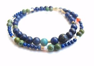 【送料無料】メンズブレスレット　トルコ14 ktオパールラップblue turquoise lapis 14 kt gold beads bracelet white opal strand wrap bead gem