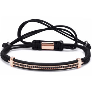【送料無料】メンズブレスレット　18ctブレスレット18ct rose gold plated braided bar bracelet