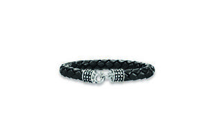 【送料無料】メンズブレスレット　カイスターリングシルバーフッククラスプブレスレットcai men leather amp; sterling silver hook clasp 21cm bracelet c4184b900021