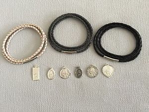 【送料無料】メンズブレスレット　womensクリストフォロス19cmラップwomens, girls, saint christopher 19cm leather wrap bracelet free engraving