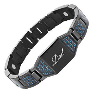 【送料無料】メンズブレスレット　ウィリスジャッドチタンブレスレットカーボンファイバーwillis judd dad titanium magnetic bracelet carbon fiber engraved best dad ever｜hokushin