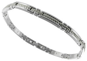 【送料無料】メンズブレスレット　ローマロープステンレスシルバーmensブレスレットb050050rochet roma rope design solid stainless steel silver tone mens bracelet b050050｜hokushin