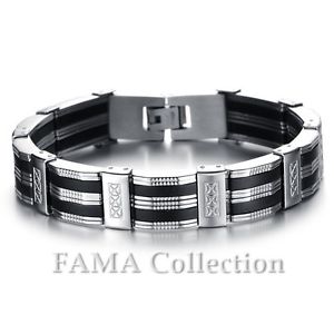 【送料無料】メンズブレスレット　ファマステンレススチールトーンマットブラックブレスレット