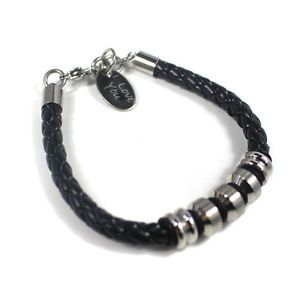 【送料無料】メンズブレスレット　mens leather and stainless steel bracelet with engravedcharmpersonalisedmens leather and stainless steel bracelet with eng 12,056円
