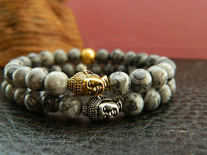 【送料無料】メンズブレスレット　ジャスパービーズブレスレットヒップホッププレゼントゴールドシルバーmen natural scenery jasper beaded buddha bracelethip hopgiftgoldsilver