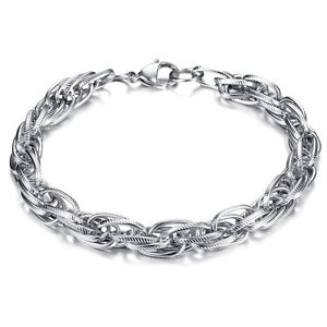 【送料無料】メンズブレスレット　ステンレスシルバーブレスレットmensチェーン9stainless steel silver bracelet mens chain biker twist chain 9