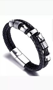 【送料無料】メンズブレスレット　halukakah soloチタンレザーブレスレットmahalukakah solo mens genuine leather bracelet with titanium beads silver ma