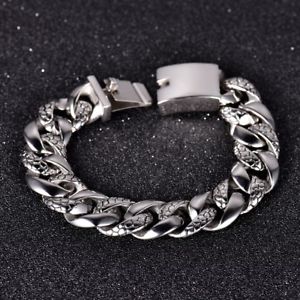 【送料無料】メンズブレスレット　ステンレススチールリンクバイカーチェーンブレスレットmens 316l stainless steel curb link snake carved biker chain bracelet 92