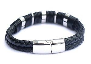 【送料無料】メンズブレスレット　mens double leather identity usher personalised engraved braceletgift boxmens double leather identity usher personalised e 12,056円