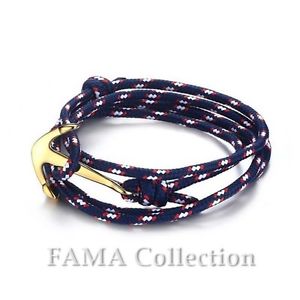【送料無料】メンズブレスレット　famaロープコードラップブレスレットwステンレスアンカーペンダントfama blue rope cord wrap bracelet w stainless steel anchor pendant closure