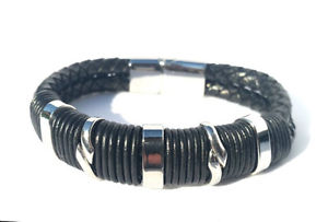 【送料無料】メンズブレスレット　mens double leather id engraved personalised braceletchristmas xmas gift boxmens double leather id engraved personalised b