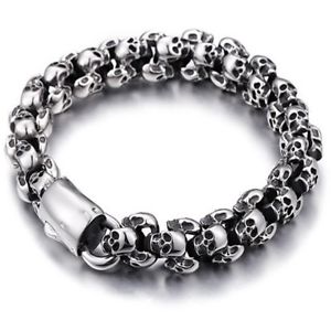【送料無料】メンズブレスレット　ステンレススチールスケルトンスカルチェーンブレスレットメンズシルバージュエリーcasting stainless steel skeleton skull chain bracelet mens silver jewelry gift