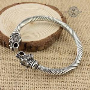 【送料無料】メンズブレスレット　ヴァイキングベアブレスレットアジャスタブルスプリングステンレススチールアームリングviking bear bracelet adjustable spring stainless steel norse arm ring