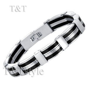 【送料無料】メンズブレスレット　ソリッドステンレススチールリンクブレスレットtamp;t 316l solid 316l stainless steel link bracelet bbr138｜hokushin