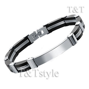 【送料無料】メンズブレスレット　ステンレススチールリンクブレスレットtamp;t stainless steel link id bracelet bbr143｜hokushin