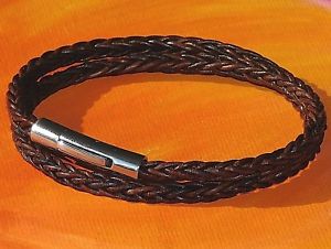 【送料無料】メンズブレスレット　メンズレディースレザーアンプステンレススチールブレスレットライムベイアートmensladies 4mm brown braided leather amp; stainless steel bracelet lyme bay art 11,886円