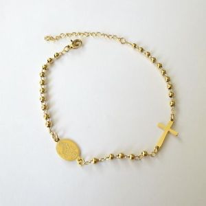 【送料無料】メンズブレスレット　ブレスレットステンレススチールゴールデンmens womens rosary bracelet crucifix stainless steel golden 30 q