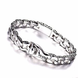【送料無料】メンズブレスレット　シルバーステンレスメンズバイカーチェーンブレスレットmodou silver stainless steel mens biker curb chain bracelet 866 high quality