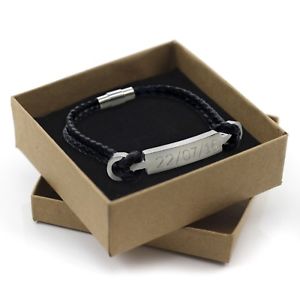 【送料無料】メンズブレスレット　メンズレディースレザースチールブレスレットボックスパーソナライズmensladies leather steel bracelet engraved charm personalised with gift box 14,024円