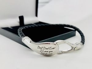 【送料無料】メンズブレスレット　mensブレスレットidクリスマスpersonalised mens leather bracelet engraved id birthday wedding christmas gift