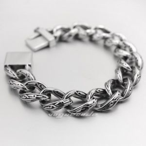 【送料無料】メンズブレスレット　316ポンドステンレスリンクチェーンmensブレスレットカフス5c017bhandmade 316l stainless steel link chain mens biker punk bracelet cuff 5c017b 12,946円