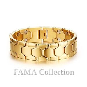 【送料無料】メンズブレスレット　ファマステンレススチールゴールドブレスレットリンク