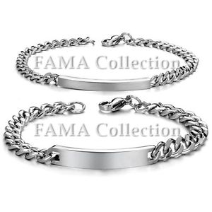【送料無料】メンズブレスレット ファマステンレスプレートスチールブレスレットquality fama stainless steel couples bracelets with engravable id plate|hokushin