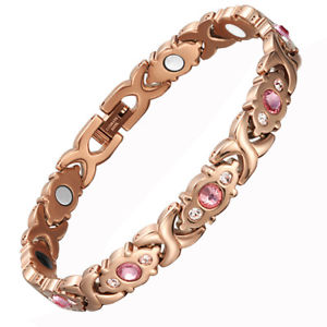 【送料無料】メンズブレスレット ローズゴールドチタンブレスレットwomens rose gold titanium steel magnetic therapy bracelet arthritis pain relief|hokushin