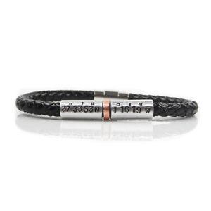 【送料無料】メンズブレスレット　ブレスレットブレスレットleather personalised coordinates bracelet, latitude longitude bracelet