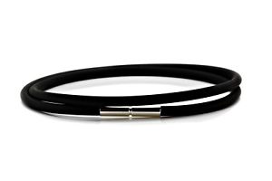 【送料無料】メンズブレスレット　メンズレディースゴムシルバークラスプmensladies 3mm rubber braceletsterling silver clasp twist claspdouble wrapped