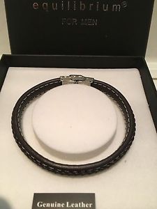 【送料無料】メンズブレスレット メンズブラウンステッチブレスレットequilibrium for men mens brown stitched leather bracelet boxed|hokushin