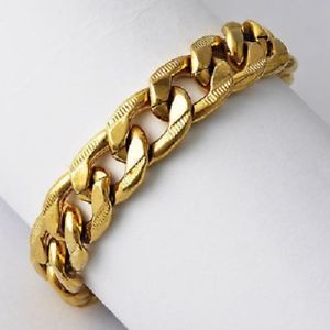 【送料無料】メンズブレスレット　スレーブブレスレットゴールドイエローラミネートｋｔロングslave bracelet man 21 cm long with gold yellow laminate 9 kt