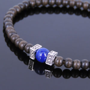 【送料無料】メンズブレスレット　メンズブレスレットヨガラピスチベットシルバースペーサーメートルmens bracelet mala yoga agarwood lapis tibetan silver spacers buddhism 011m