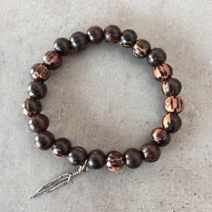 【送料無料】メンズブレスレット　ブレスレットエキゾティックパームツリーペンダントペンシルバーbracelet wood exotic old palm tree 8mm pendant pen silver