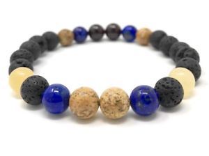 【送料無料】メンズブレスレット　パワーブレスレットストーンガーネットジャスパーmens power bead bracelet gift, lava stone, lapis lazuli, garnet, jade, jasper