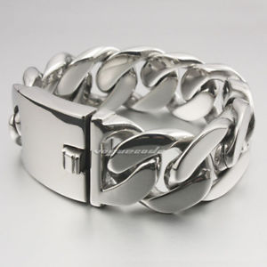 【送料無料】メンズブレスレット　316ポンドステンレスリンクチェーンmensカフスブレスレット5e001bheavy huge 316l stainless steel link chain mens biker punk cuff bracelet 5e001b｜hokushin