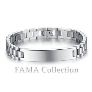 【送料無料】メンズブレスレット ファマステンレスセンタープレートスチールブレスレットtop quality fama stainless steel bracelet with centre id plate|hokushin