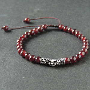 【送料無料】メンズブレスレット　ブレスレットガーネットスターリングシルバークロスメートルmens braided bracelet 55mm garnet 925 sterling silver cross charm 995m