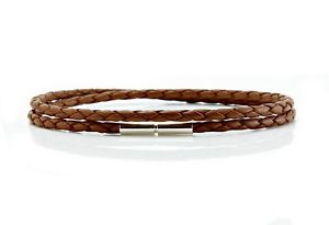 【送料無料】メンズブレスレット　メンズレディースレザーライトブラウンmensladies 3mm braided leather amp; sterling silver braceletdoublelight brown｜hokushin