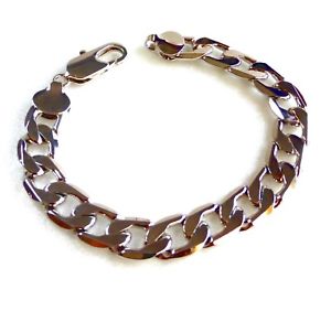 【送料無料】メンズブレスレット メンズホワイトゴールドメッキカバクラシックブレスレットmens white gold plated 23cm 12mm wide chunky hippo heavy classic bracelet uk|hokushin